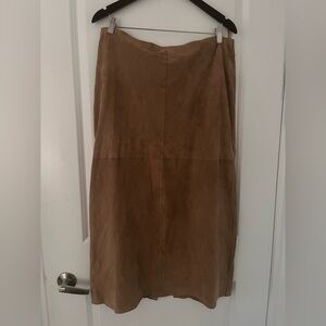 MASSIMO DUTTI 100% Goat Leather Suede Midi Skirt - Large